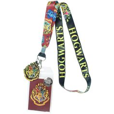 a lanyard with a hogwarts badge on it