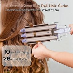 Hair Curling Iron 3-Barrel 22mm Egg Roll Hair Curler Hair Waver Hair Crimper Temperature Adjustable Hair Styling Tool Create natural-looking, long-lasting curls with this 3-barrel hair curler. 22mm barrels are ideal for achieving defined curls or adding to your hair, giving you a stylish and effortless look that lasts all day. Easily tailor heat level to your hair type and styling needs with adjustable temperature settings. Choose between two settings - 170 for fine or damaged hair and 220 for t Curling Iron Size, Hair Roll, Roll Hair, Hair Wand, Curler Hair, Hair Curling Iron, Lasting Curls, Hair Crimper, Wand Hairstyles