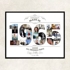 the 50th birthday card is made up of photos and letters that spell out 50 years