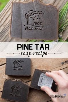 some kind of soap that is made out of wood and has the words pine tar on it