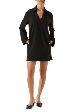 Feel the ease and polish of this collared shift that transitions stylishly from day to night. Split neck Long sleeves Side-seam pockets 93% polyester, 7% elastane Dry clean Imported Long Sleeve Shift Dress, Astr The Label, Fabric Gift Bags, Day To Night, To Night, Fabric Gifts, Free Fabric, Nordstrom Store, Black Fits