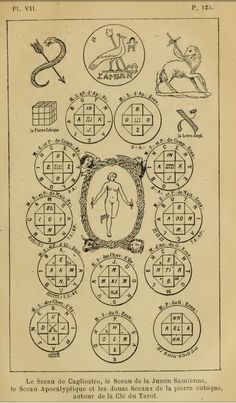 an old book with various symbols in it