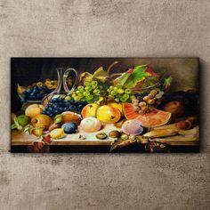 a painting of fruit on a table