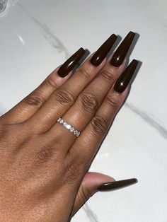 The Solids in Chocolate - Nail Me Down Long Brown Acrylic Nails, Dark Brown Almond Nails, Dark Brown Nail Polish, Brown Almond Nails, Brown Acrylic Nails, Brown Nail Polish, Brown Nail, Brown Acrylic, Nail Prep