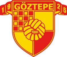 the logo of goztepe's soccer team is shown in red and yellow