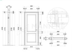 an image of a door with measurements for the front and side doors, as well as details