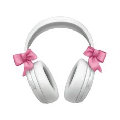 white headphones with pink bows on them