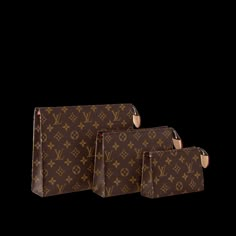 Trio Toilet Pouch Monogram - Men - Small Leather Goods | LOUIS VUITTON ® Louis Vuitton Small Leather Goods, Gucci Toiletry Bag, Lv Makeup Bag, Louis Vuitton Luggage Set, Queen Sugar, Louis Vuitton Purses, Louis Vuitton Cosmetic Pouch, Light Grey Leggings, Preppy Bags