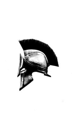 a black and white drawing of a helmet