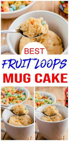 Fruit Loops cake in mug that you can make in the microwave Microwave Chocolate Chip Cookie, Banana Bread Mug, Microwave Cake, Easy Dessert Recipes Quick, Mug Cake Microwave, Air Fryer Oven Recipes, Fruity Pebbles, Mug Recipes, Microwave Recipes