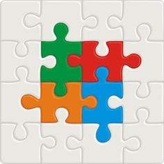 four puzzle pieces arranged in different colors