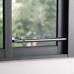 an open window with a handle on it