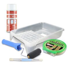 the tools needed to make an ice cream making kit are displayed on a white background