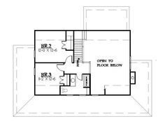 the second floor plan for this house shows the living room and dining area with stairs