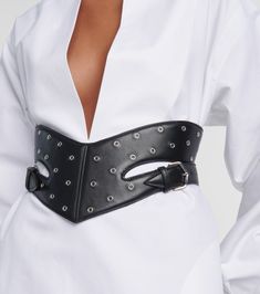 Черный ремень из перфорированной кожи - Alaia | Митереза Leather Corset Belt With Belt Loops, Alaia Corset Belt, Gothic Leather Corset Belt, Luxury Brown Leather Corset Belt, Black Leather Corset Belt With Belt Detail, Black Corset Belt, Leather Corset Belt, Tactical Wear, Fashion Belts