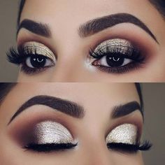 Glittery Eye Makeup, Silver Eye Makeup, Make Up Designs, Silver Makeup, Glittery Eyes, Prom Eye Makeup, Hooded Eye Makeup, Simple Eye Makeup, Makijaż Smokey Eye