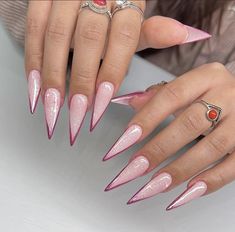 Chrome Stiletto Nails Designs, Summer Nails Stiletto, Pointy Nail Designs, Summer Stiletto Nails, Stiletto Nail Designs, Pink Stiletto Nails, Stilleto Nails Designs, Gel Nails Diy, Stiletto Nails Designs