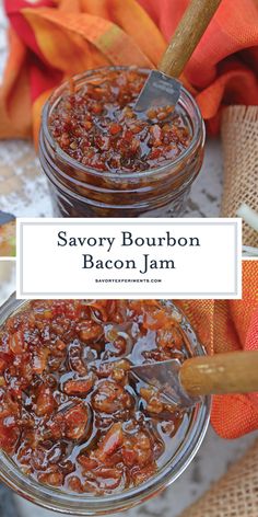 savory bourbon bacon jam in a glass jar