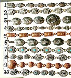 Vintage Concho chain Belt, Silver, Copper, Turquoise, bird, Sand dollar, western, waist hip, s m l xl  CHOOSE from 10 Belts 1) Concho Chain Belt, Silver 1 1/2" Native Ovals, 34"+5"chain/charm,  $52 2)Concho Chain Belt, Silver 2" Thunderbirds Ovals, 34"+4" chain/charm $62 3)Concho Chain Belt,  Silver 3" Sand dollars, 33"+5" chain/charm $58 4)SOLDSOLDConcho Chain Belt, Silver ovals/rounds, 34" + 4"chain/charm $48 5)Concho chain belt, Copper 2" scrolled rectangles, 46", $62 6)SOLDSOLDConcho chain b Copper Turquoise, Sand Dollar, Vintage Belts, Chain Belt, Suspender Belt, Silver Turquoise, Suspenders, Belts, Copper