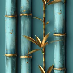 the bamboo is painted blue and gold