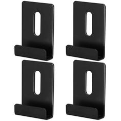 three black metal brackets on a white background