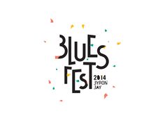 the blue fest logo with confetti and streamers around it on a white background