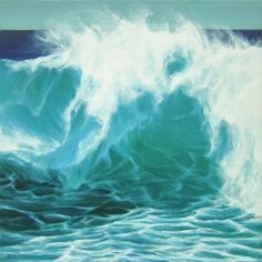 an oil painting of a large wave in the ocean