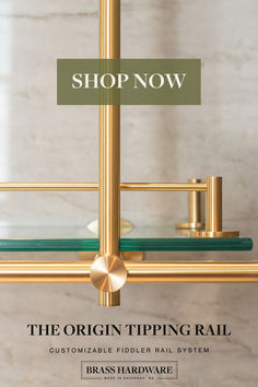 the origin tipping rail is available in brass and green