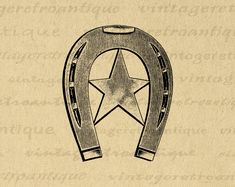 a drawing of a horseshoe with a star on it