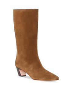 Loeffler Randall Women's Pointed Mid Shaft Boots Fitted Mid-calf Suede Boots With Pointed Toe, Classic Brown Mid-calf Boots With Snip Toe, Suede Mid-calf Boots With Pointed Toe And Reinforced Heel, Brown Suede Mid-calf Boots With Pointed Toe, Brown Suede Pointed Toe Mid-calf Boots, Loeffler Randall, Leather Upper, Shoe Boots, Boots