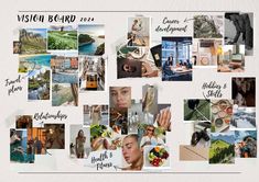 a collage of photos with the words vision board on it