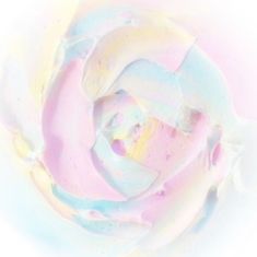 a white and pink substance is in the middle of an abstract image with pastel colors