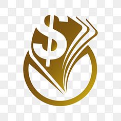 a gold dollar sign in the center of a book logo, hd png and psd