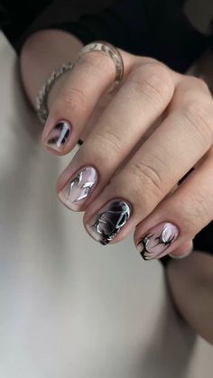 Black Silver Nails, Idol Nails, Silver Nail Designs, Mens Nails, Crazy Nails, Funky Nails