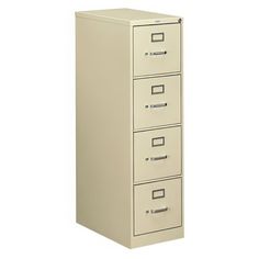 a four drawer file cabinet with five drawers on the bottom and one door open, in beige