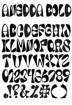 the alphabet is black and white with letters in different styles, including one for each letter