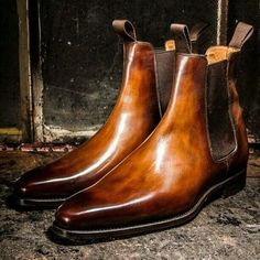 Brown Leather Shoes Mens, Chelsea Brown, Handmade Leather Boots, Mens Fashion Edgy, High Ankle Boots, Ankle Boots Men