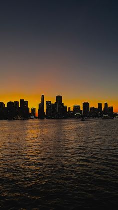 the sun is setting over a large city by the water and it looks like it's going to be sunset