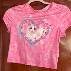 Tag Says Medium It’s Definitely An Xs Or Small Baby T Shirt, Shein Tops, Baby Tshirts, Colorful Shirts, Womens Tops, Tops & Tees, Pink, T Shirt, Women Shopping