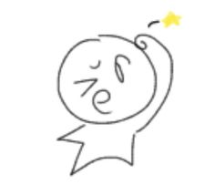 a drawing of a person with a star on their head and one hand in the air