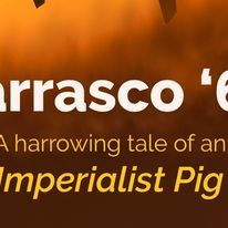 an image of two birds flying in the sky with text that reads, tarasco's a harrowing tale of an impperial pig