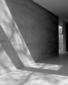 black and white photograph of an empty room