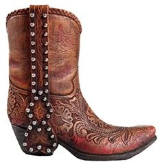 a pair of cowboy boots with studded accents