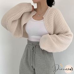 Quality MEXZT Korean Fashion Women Loose Short Knitted Cardigan Sweater Fall Harajuku Lantern Sleeve Y2k Clothes Female Vintage Crop Top with free worldwide shipping on Online Store Fashion Poncho, Korean Fashion Shorts, Poncho Women, Lady Tops, Looks Party, Elegante Casual, Short Cardigan, Korean Fashion Women, Poncho Style