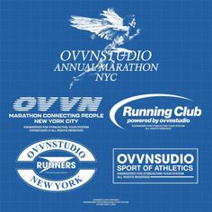 an advertisement for the running club in new york city, with various logos on it