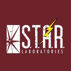 the logo for star labs laboratoryries, which has lightning bolt on it's side