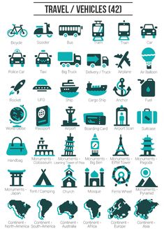 the travel and vehicles icon set