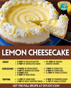 the recipe for lemon cheesecake is shown