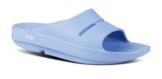 Women's OOahh Slide Sandal - Neptune Blue – OOFOS Lacrosse Cleats, Running Spikes, Running Sandals, Black Clogs, Weight Machine, Closed Cell Foam, Casual Bottoms, Cool Sunglasses, Mens Socks