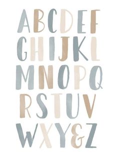 the alphabet is made up of different colors and shapes, including letters that appear to be painted